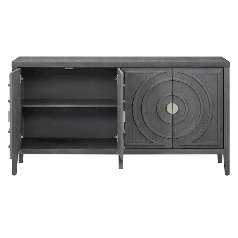 Retro 4-Door Sideboard with Curved Design and Adjustable Shelves, Multiple Colors