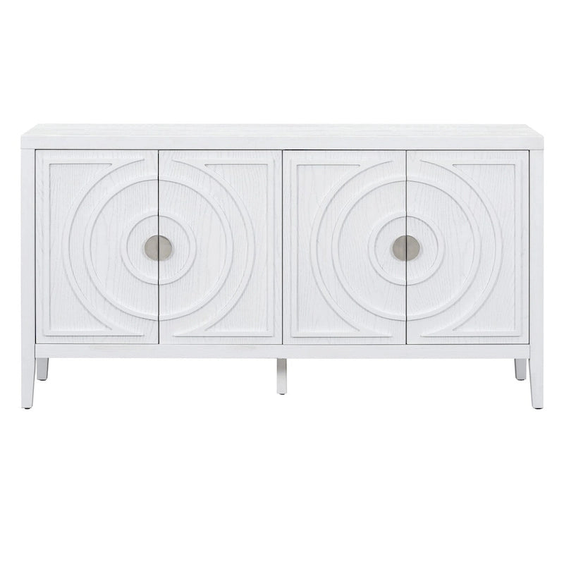 Retro 4-Door Sideboard with Curved Design and Adjustable Shelves, Multiple Colors