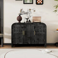 Retro Curved Sideboard with Gold Handles and Adjustable Shelves