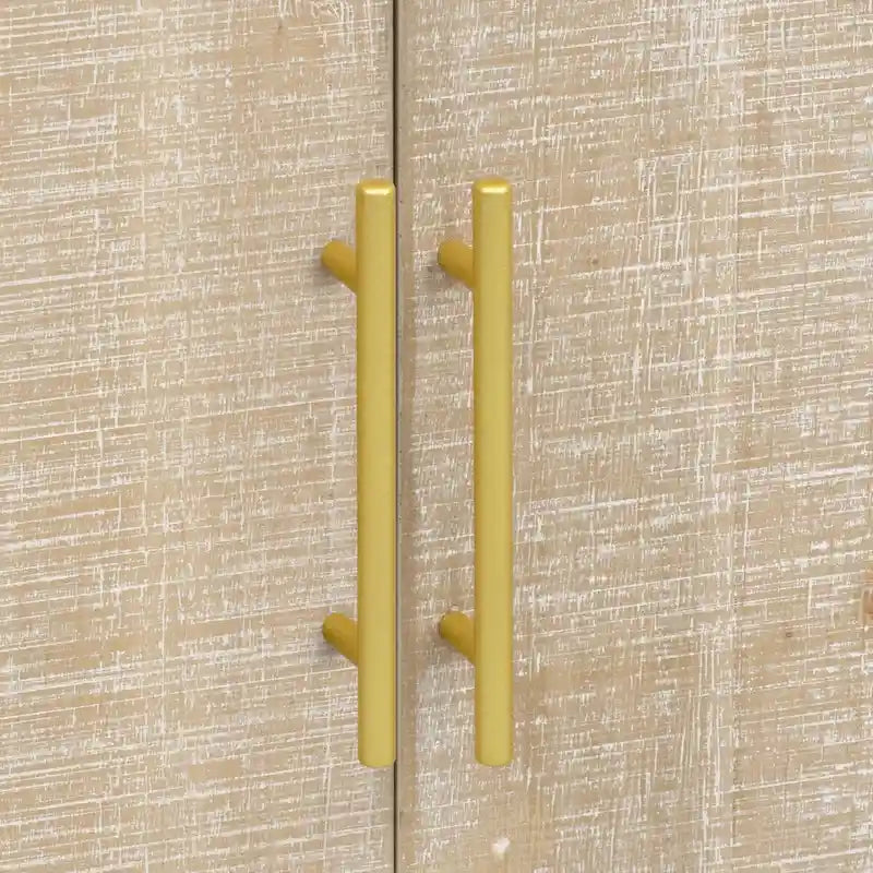 Retro Curved Sideboard with Gold Handles and Adjustable Shelves
