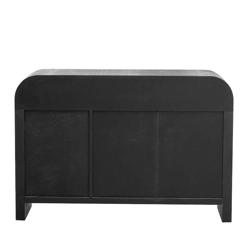 Retro Curved Sideboard with Gold Handles and Adjustable Shelves