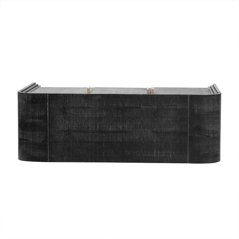 Retro Curved Sideboard with Gold Handles and Adjustable Shelves