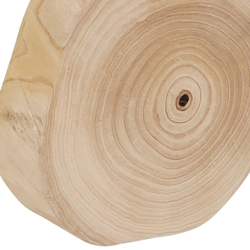16-Inch Wood Stool with Live-Edge Round Top and Triangle Footrest