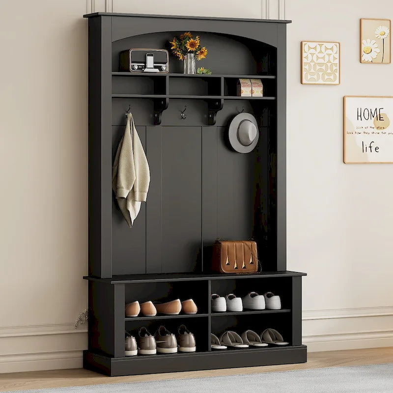 3-in-1 Hall Tree with Coat Rack, Bench and Adjustable Shoe Storage