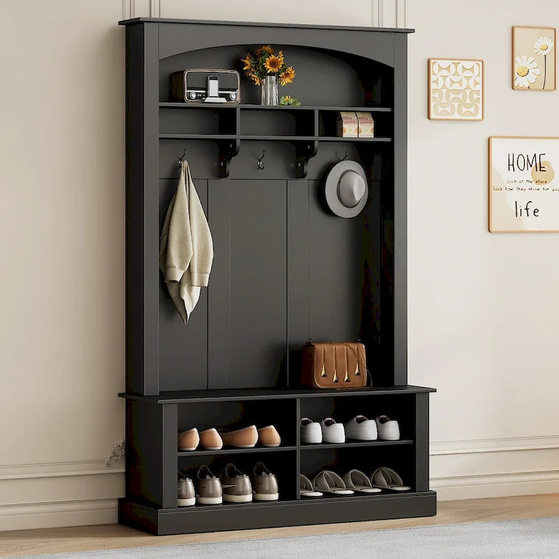 3-in-1 Hall Tree with Coat Rack, Bench and Adjustable Shoe Storage