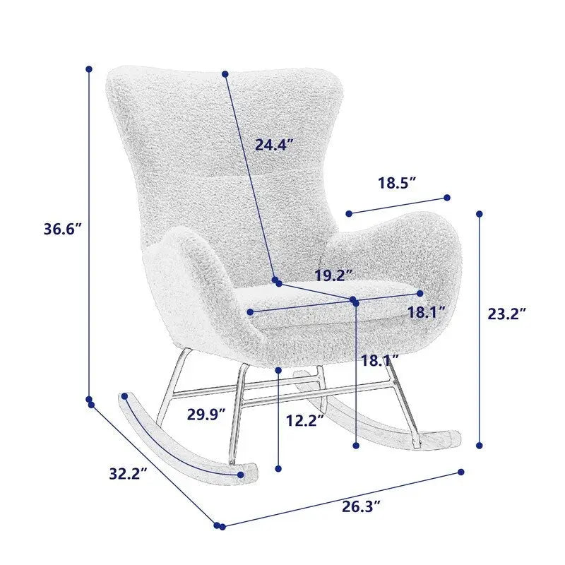 Soft Fabric Padded Rocking Chair with Metal Frame