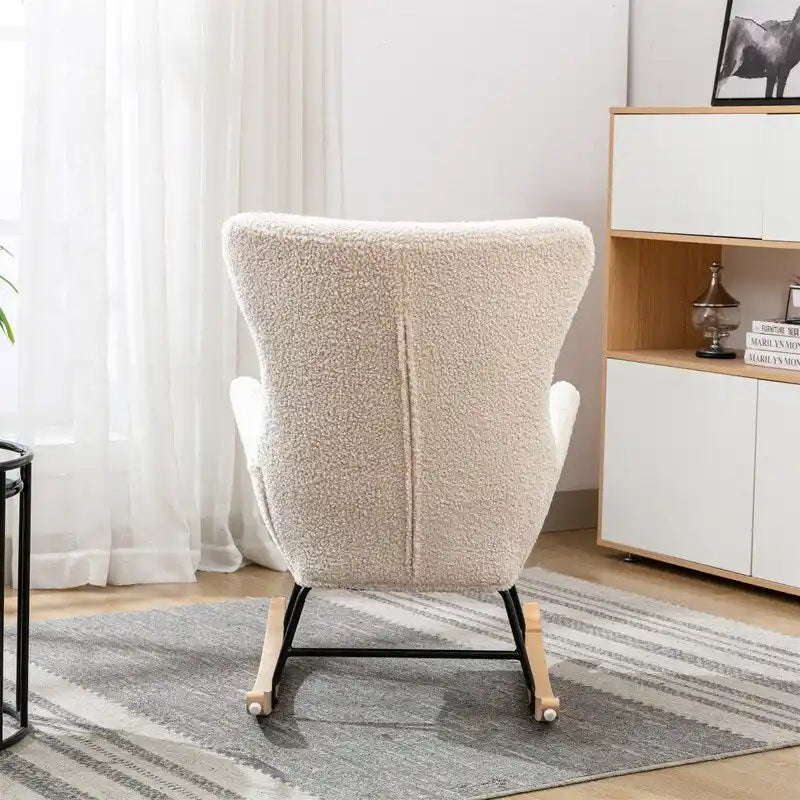 Soft Fabric Padded Rocking Chair with Metal Frame