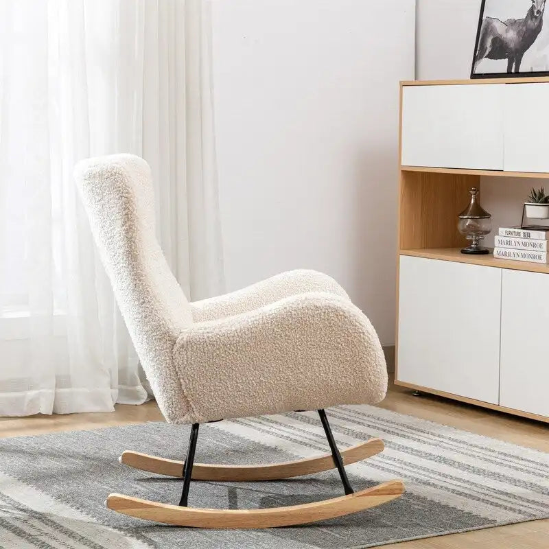 Soft Fabric Padded Rocking Chair with Metal Frame
