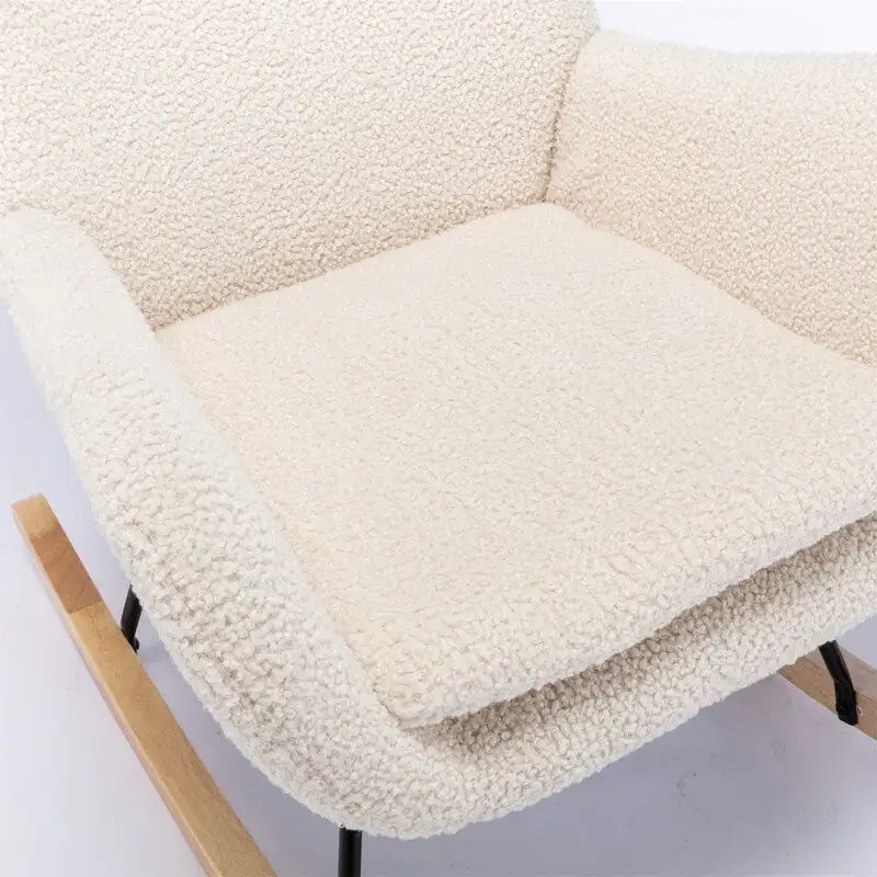 Soft Fabric Padded Rocking Chair with Metal Frame