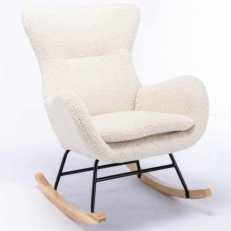 Soft Fabric Padded Rocking Chair with Metal Frame