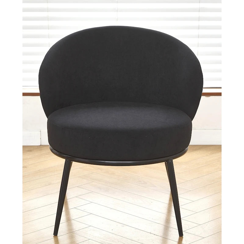 Mid-Century Velvet Accent Chair with Black Metal Legs