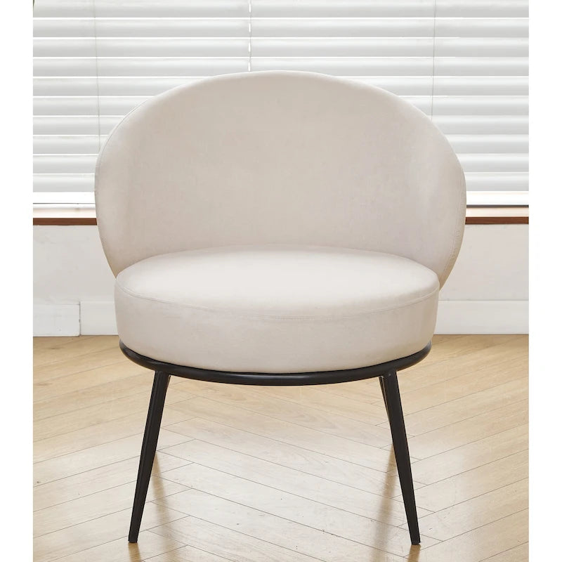 Mid-Century Velvet Accent Chair with Black Metal Legs