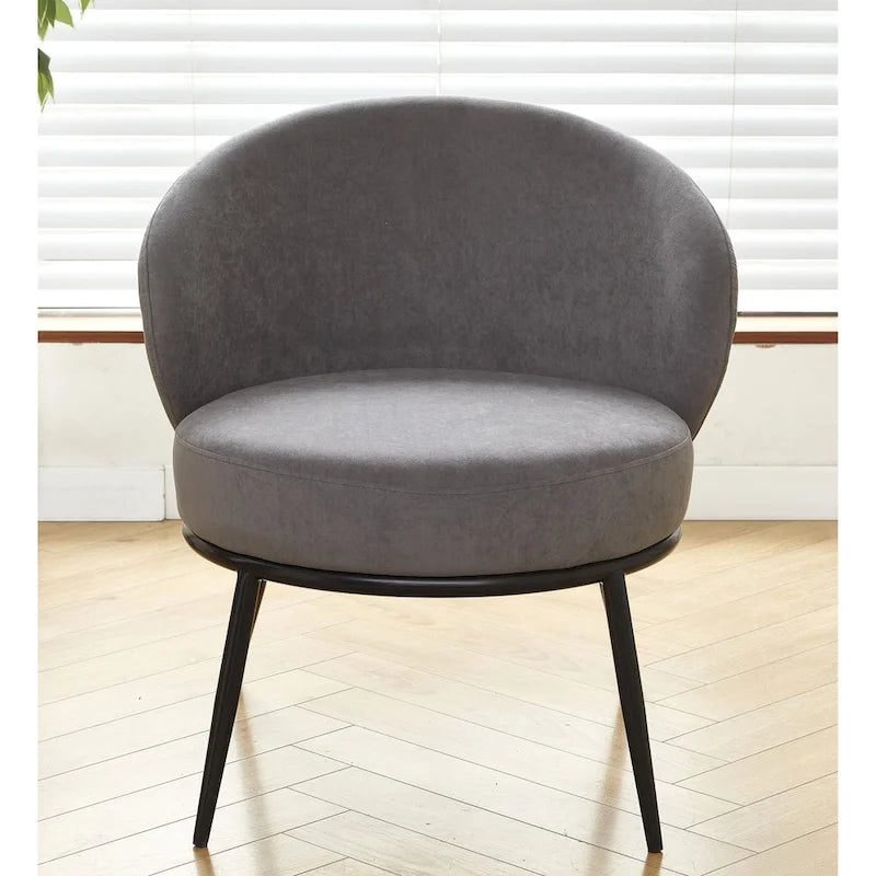 Mid-Century Velvet Accent Chair with Black Metal Legs