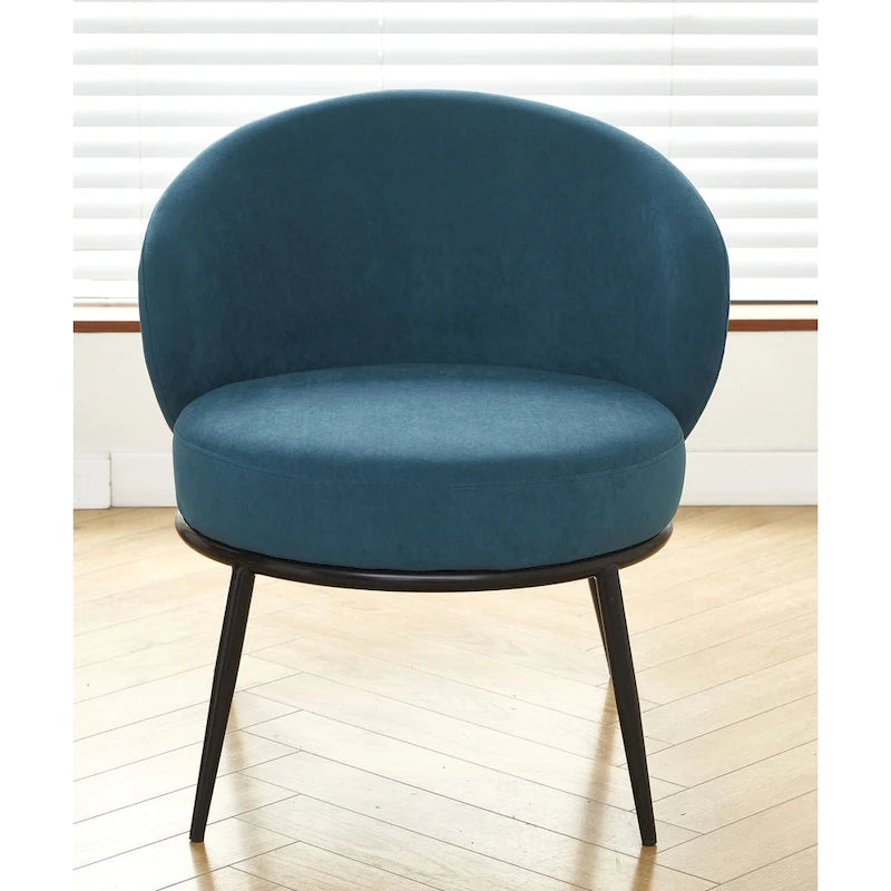 Mid-Century Velvet Accent Chair with Black Metal Legs