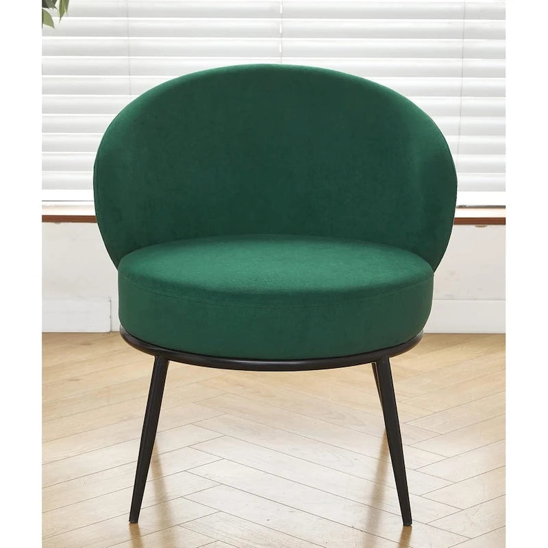 Mid-Century Velvet Accent Chair with Black Metal Legs