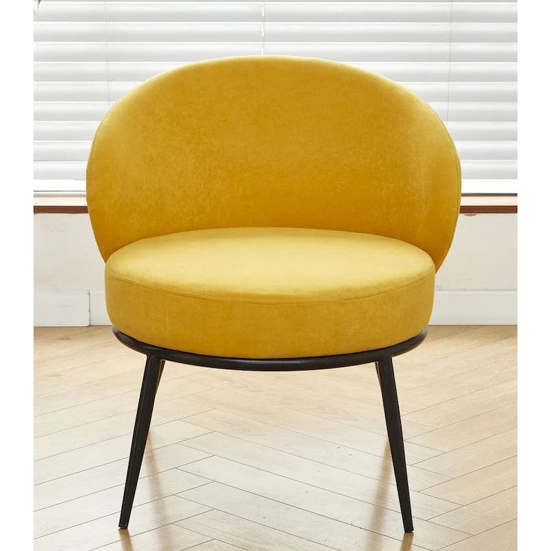 Mid-Century Velvet Accent Chair with Black Metal Legs