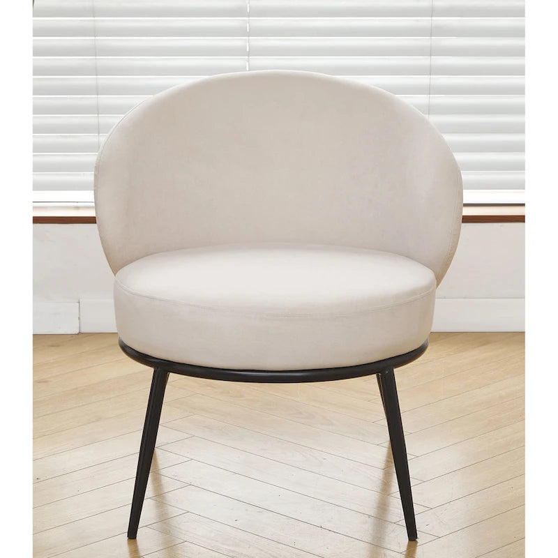 Mid-Century Velvet Accent Chair with Black Metal Legs