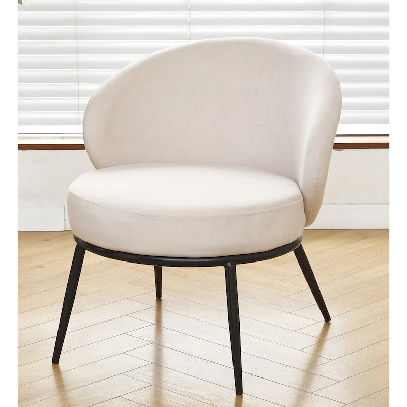 Mid-Century Velvet Accent Chair with Black Metal Legs