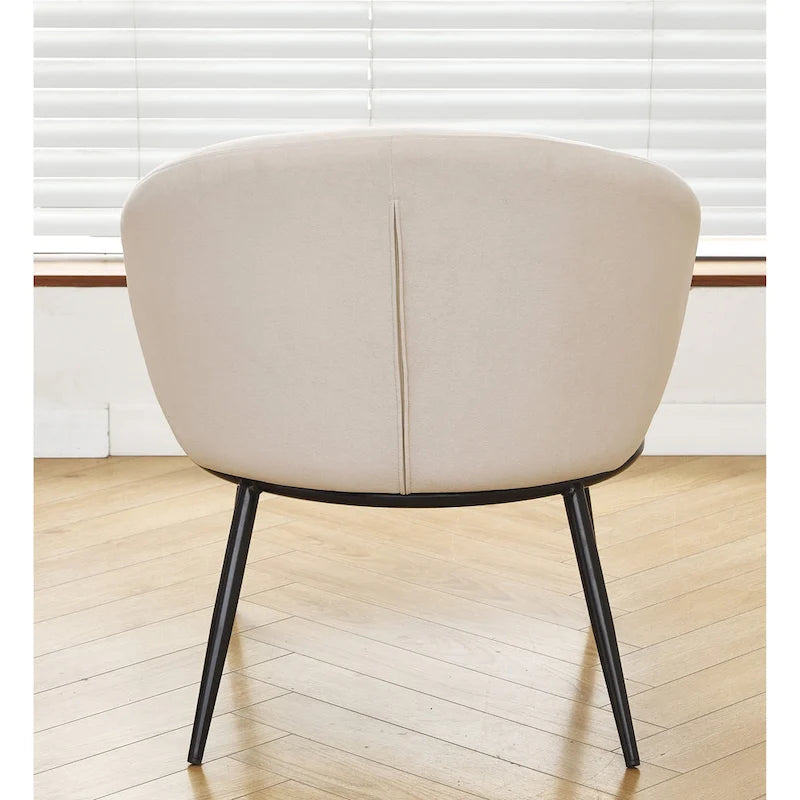Mid-Century Velvet Accent Chair with Black Metal Legs