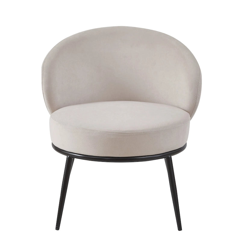 Mid-Century Velvet Accent Chair with Black Metal Legs