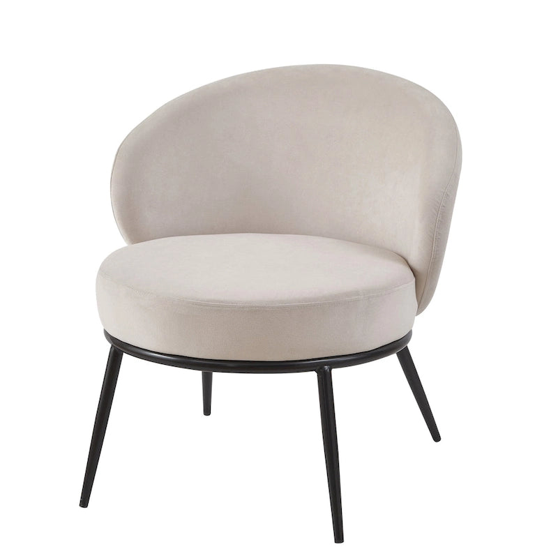 Mid-Century Velvet Accent Chair with Black Metal Legs