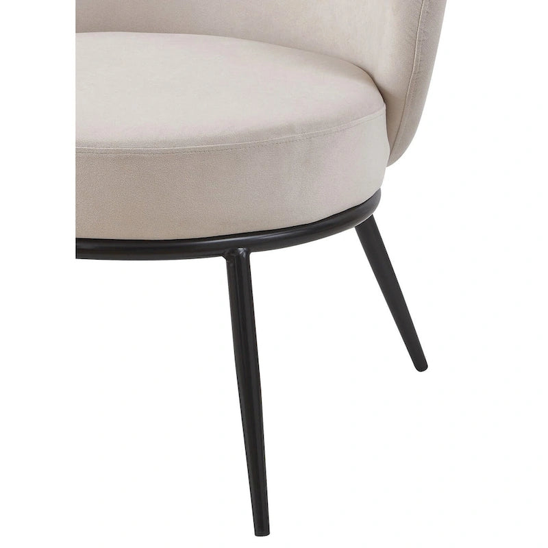 Mid-Century Velvet Accent Chair with Black Metal Legs
