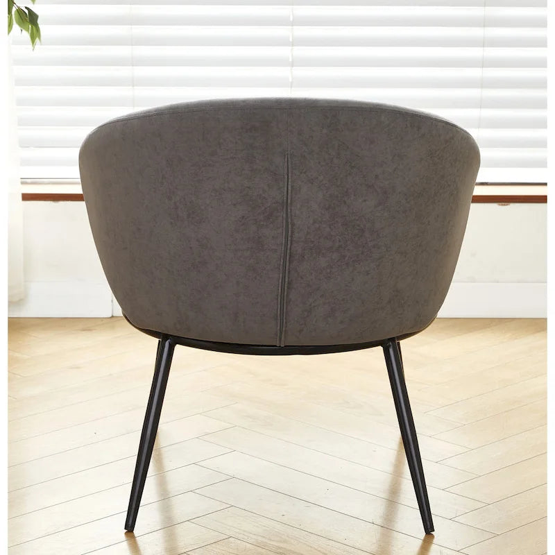 Mid-Century Velvet Accent Chair with Black Metal Legs