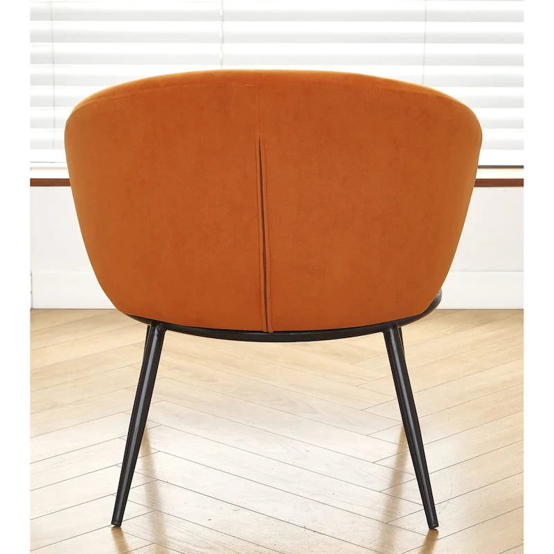 Mid-Century Velvet Accent Chair with Black Metal Legs