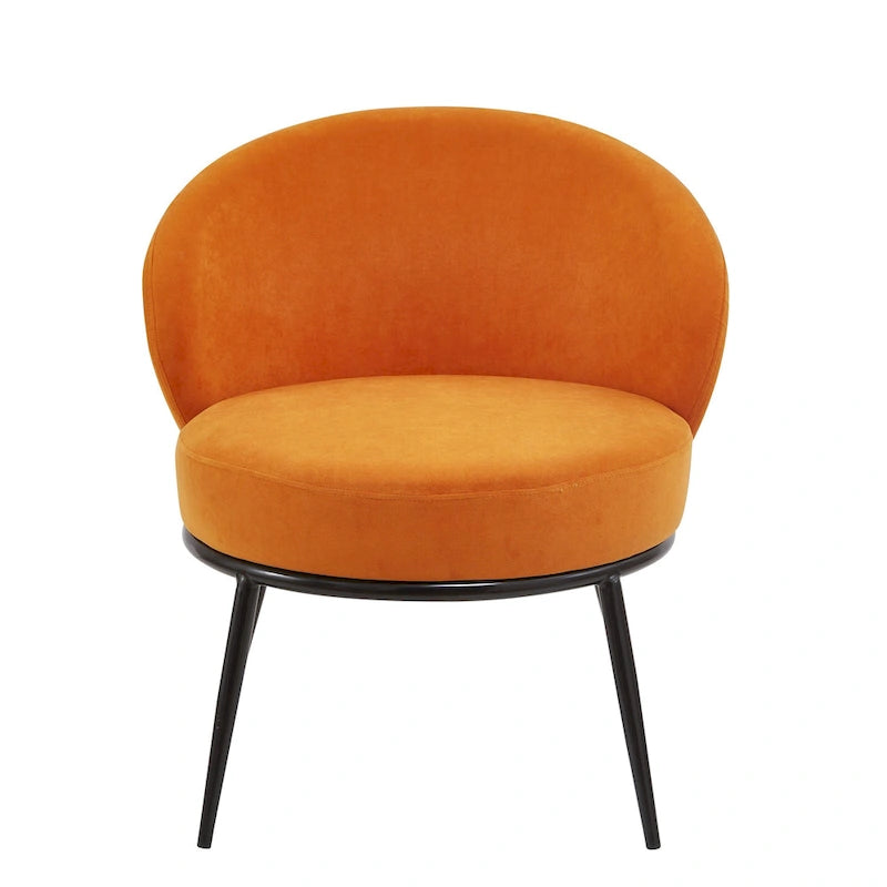Mid-Century Velvet Accent Chair with Black Metal Legs