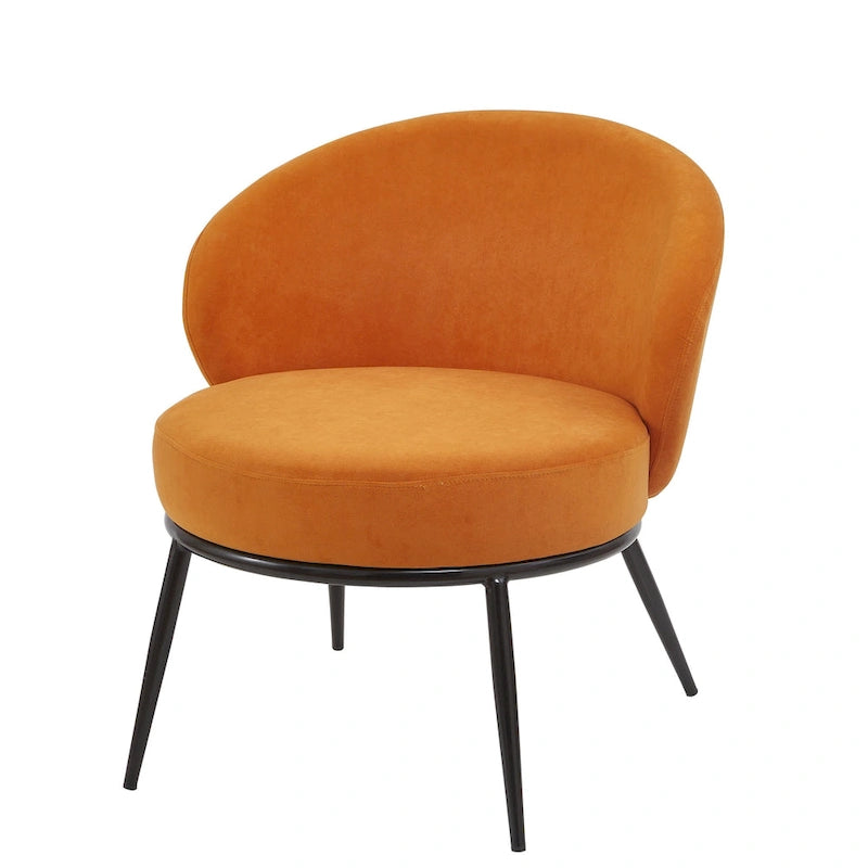Mid-Century Velvet Accent Chair with Black Metal Legs