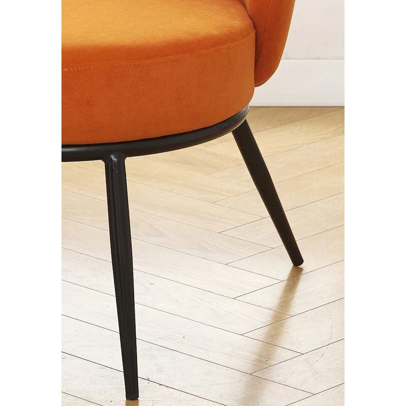 Mid-Century Velvet Accent Chair with Black Metal Legs