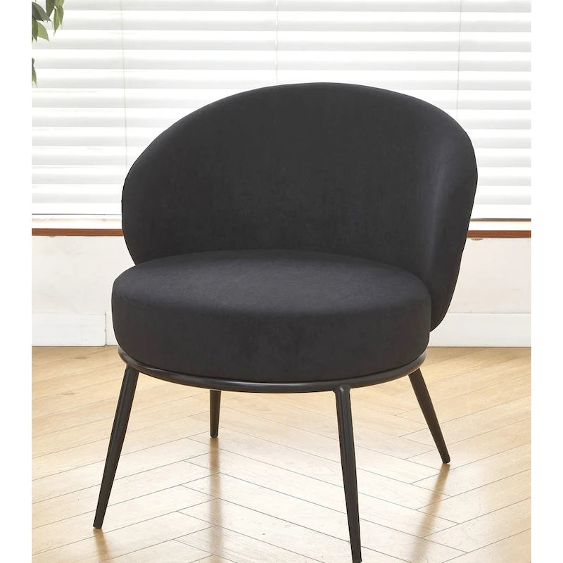 Mid-Century Velvet Accent Chair with Black Metal Legs