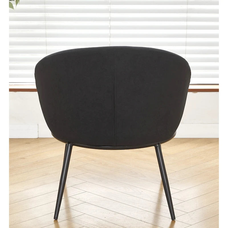 Mid-Century Velvet Accent Chair with Black Metal Legs