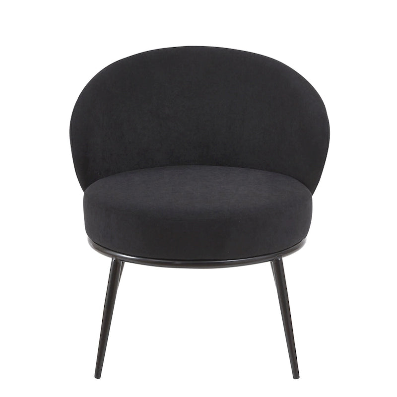 Mid-Century Velvet Accent Chair with Black Metal Legs