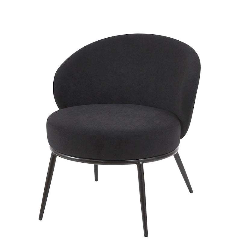 Mid-Century Velvet Accent Chair with Black Metal Legs