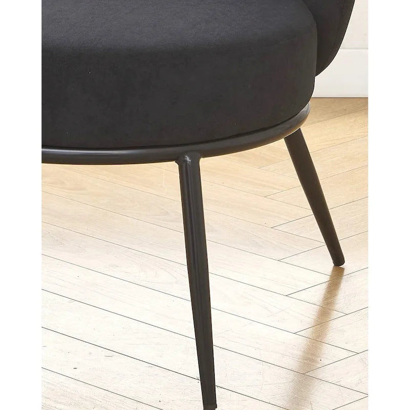 Mid-Century Velvet Accent Chair with Black Metal Legs