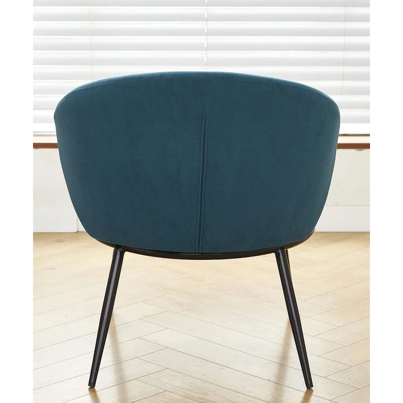 Mid-Century Velvet Accent Chair with Black Metal Legs