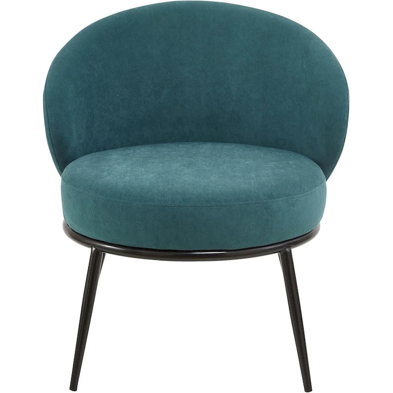 Mid-Century Velvet Accent Chair with Black Metal Legs