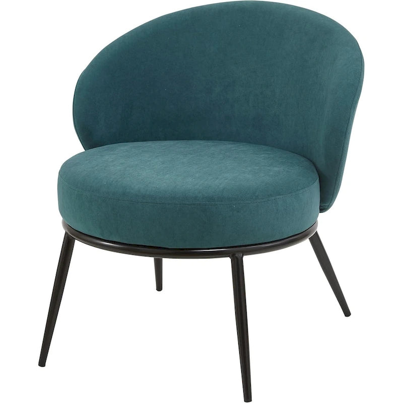 Mid-Century Velvet Accent Chair with Black Metal Legs