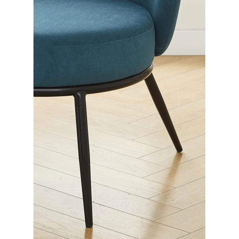 Mid-Century Velvet Accent Chair with Black Metal Legs