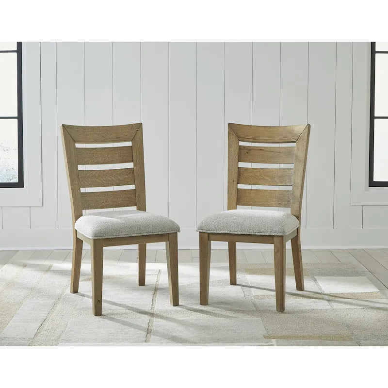 Rustic Curved Ladderback Dining Chair with Upholstered Cushion Seat