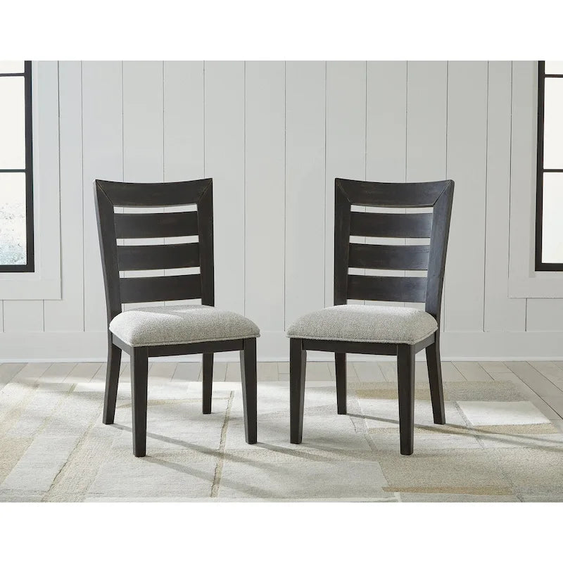 Rustic Curved Ladderback Dining Chair with Upholstered Cushion Seat