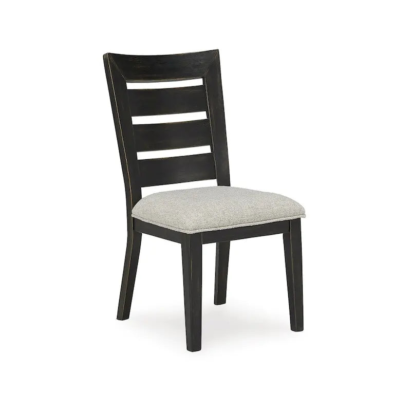 Rustic Curved Ladderback Dining Chair with Upholstered Cushion Seat