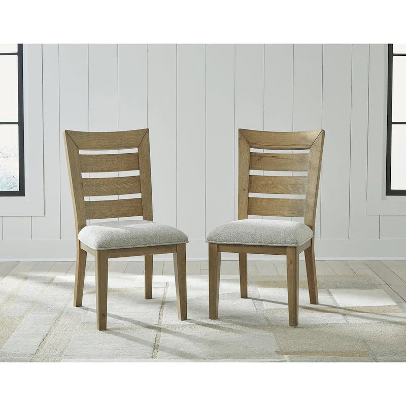 Rustic Curved Ladderback Dining Chair with Upholstered Cushion Seat
