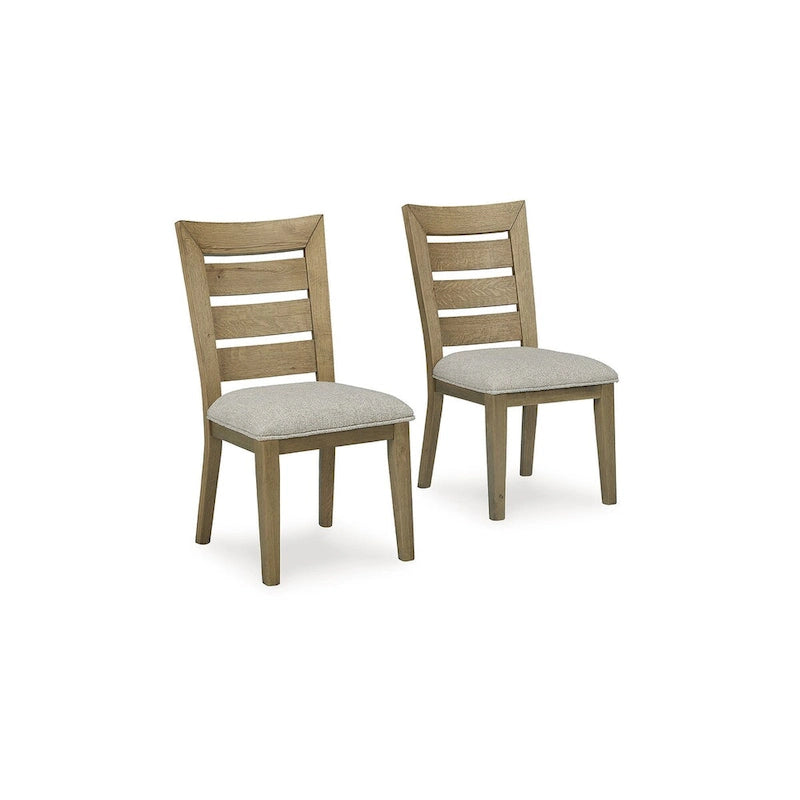 Rustic Curved Ladderback Dining Chair with Upholstered Cushion Seat