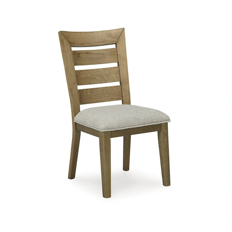 Rustic Curved Ladderback Dining Chair with Upholstered Cushion Seat