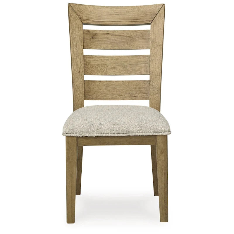 Rustic Curved Ladderback Dining Chair with Upholstered Cushion Seat