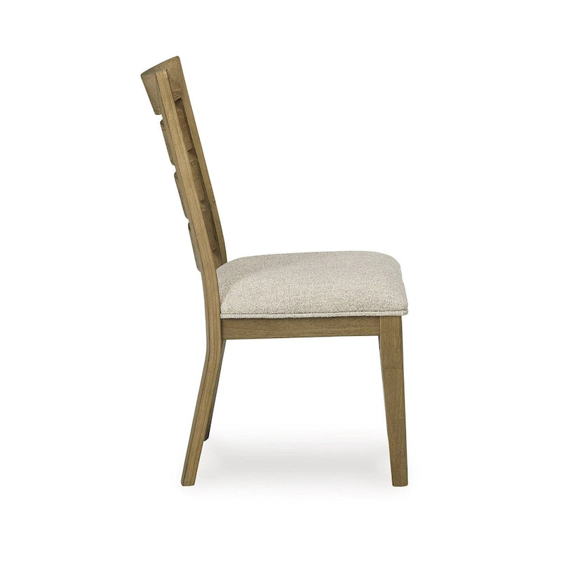 Rustic Curved Ladderback Dining Chair with Upholstered Cushion Seat