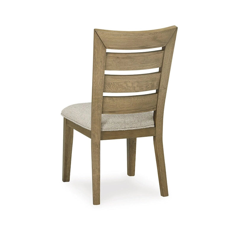 Rustic Curved Ladderback Dining Chair with Upholstered Cushion Seat