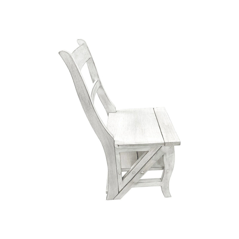 2-in-1 Folding Chair and Step Ladder, Solid Hardwood, Antique White